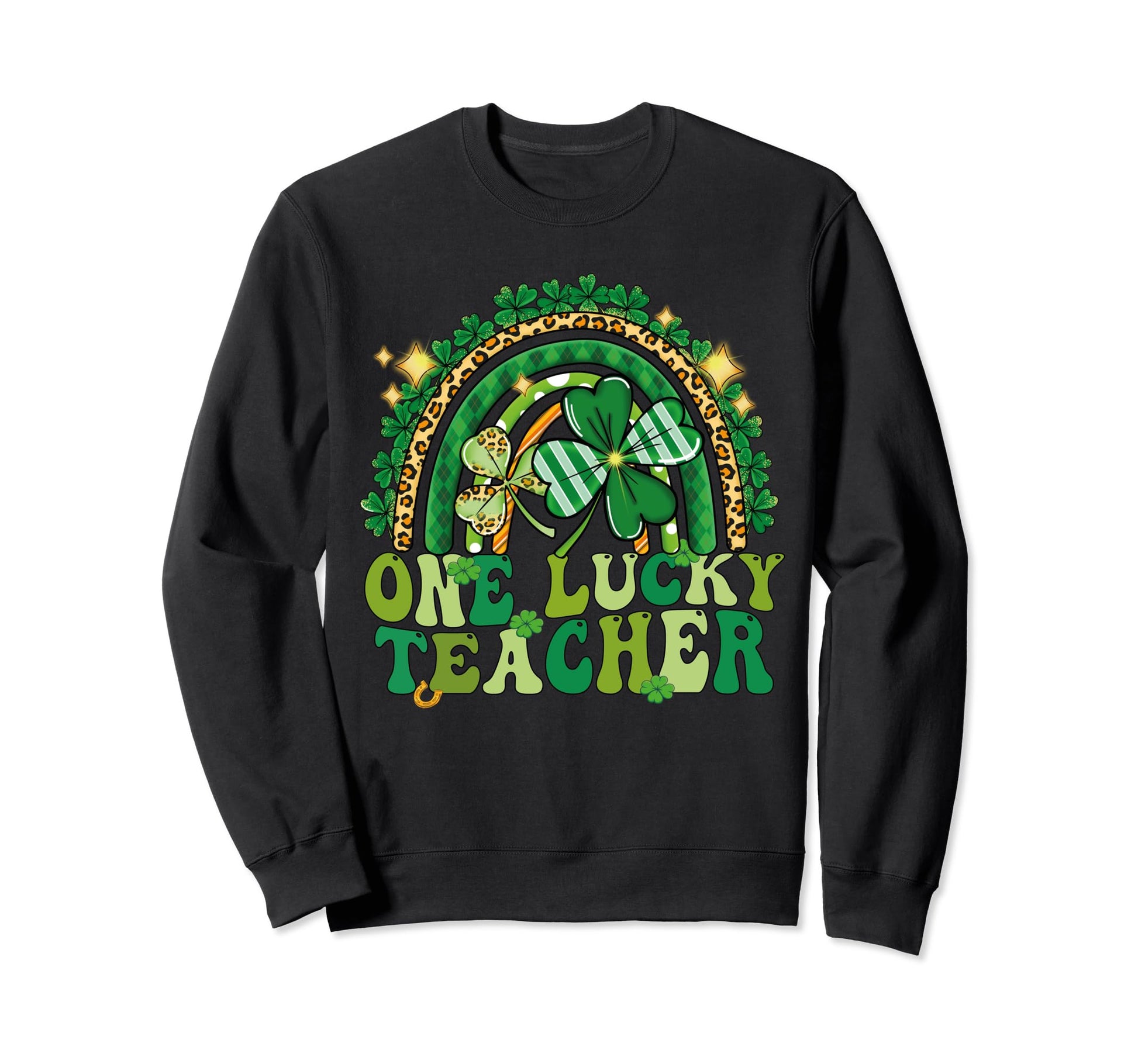 One Lucky Teacher Groovy Rainbow St Sweatshirt - Graphic Print Men Women - T-Shirt, Sweatshirt, Hoodie