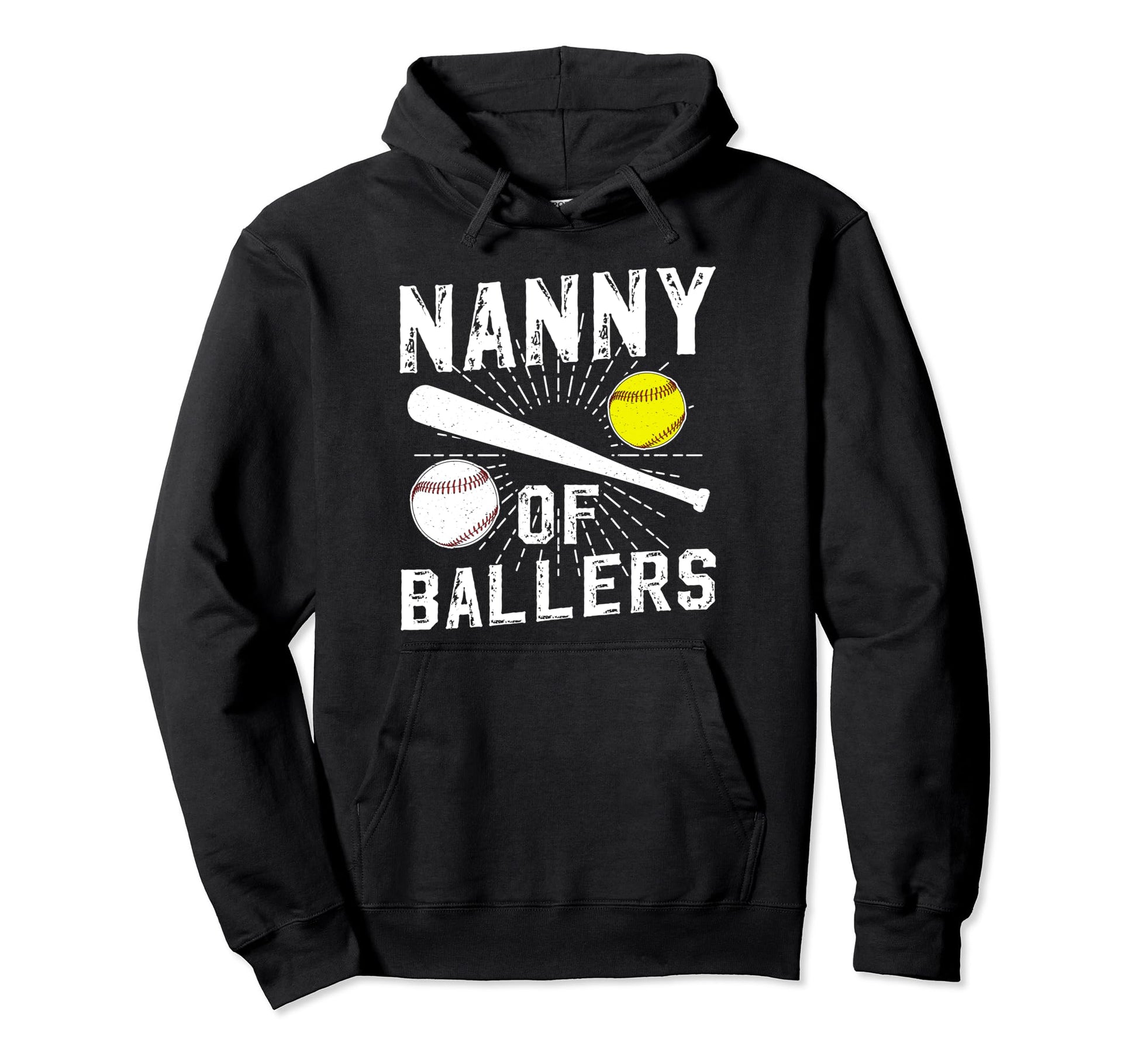 Nanny Ballers Baseball Softball Hoodie - Fun Novelty Design Men Women - T-Shirt, Sweatshirt, Hoodie