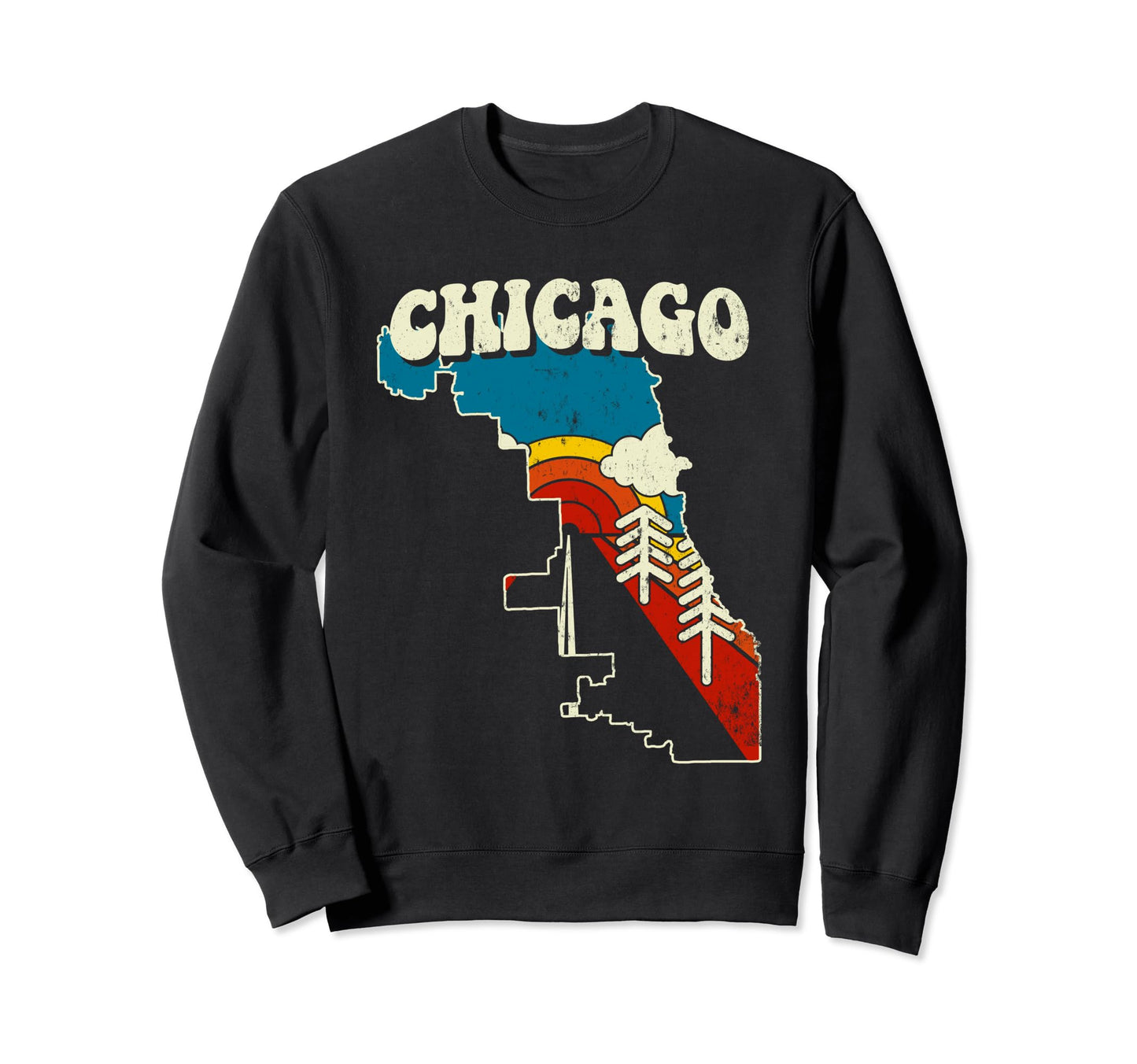 Chicago Usa City Rainbow Illinois Sweatshirt - Streetwear Style for Adults - T-Shirt, Sweatshirt, Hoodie