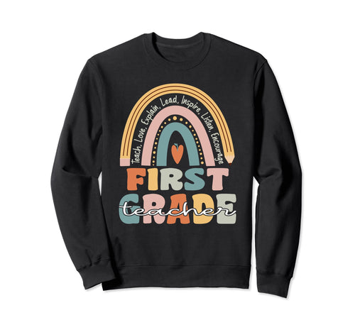First Grade Teacher Groovy Teacher Sweatshirt - Novelty Apparel Unisex - T-Shirt, Sweatshirt, Hoodie