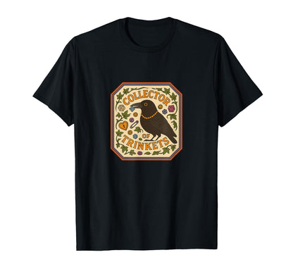 Collector Trinkets Illustration Crow Art T-Shirt - Custom Art Print Unisex - T-Shirt, Sweatshirt, Hoodie
