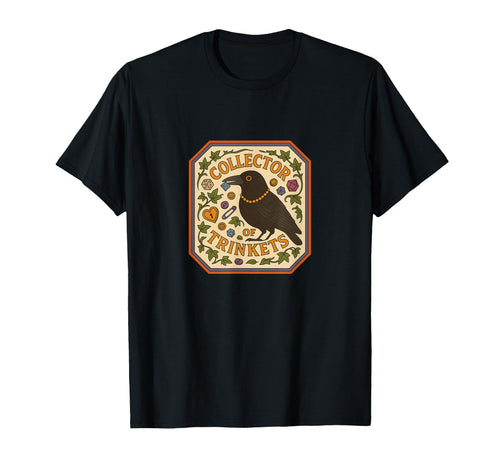 Collector Trinkets Illustration Crow Art T-Shirt - Custom Art Print Unisex - T-Shirt, Sweatshirt, Hoodie