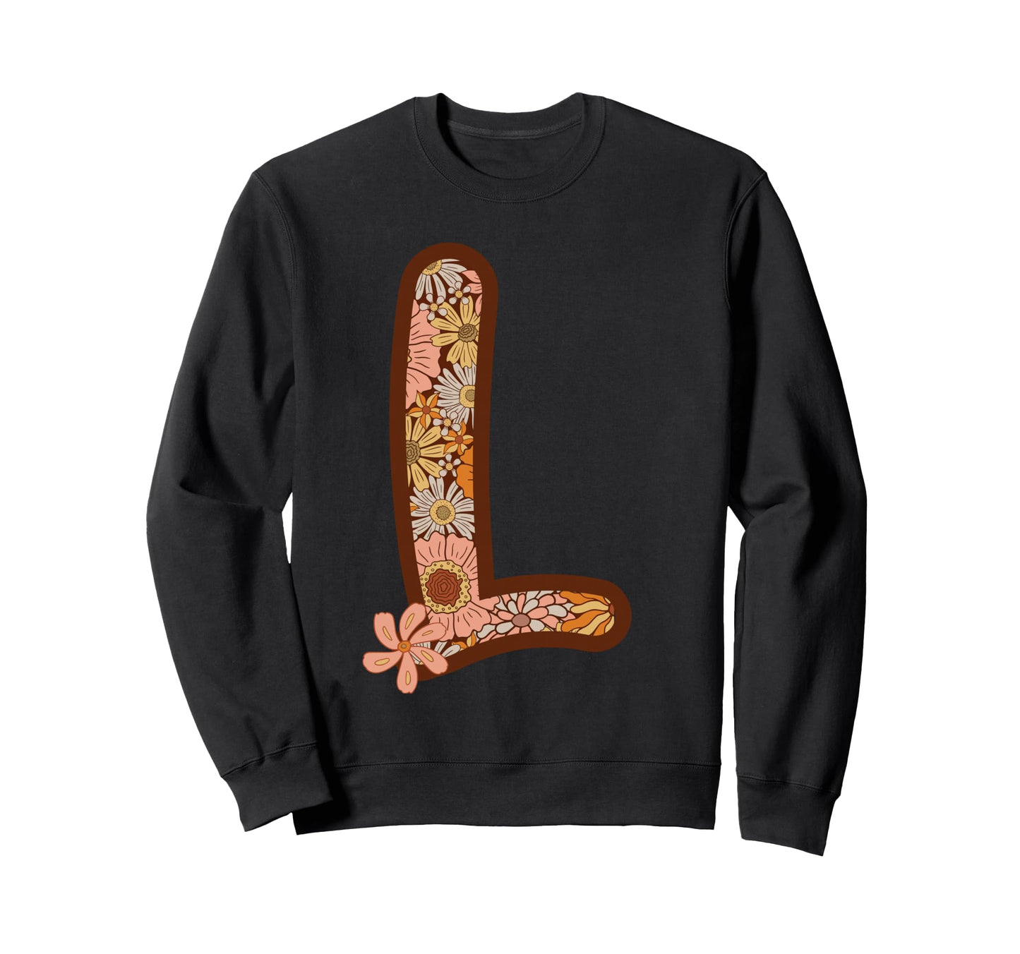 Letter L Initial Floral Monogram Boho Sweatshirt - Minimalist Print Unisex - T-Shirt, Sweatshirt, Hoodie