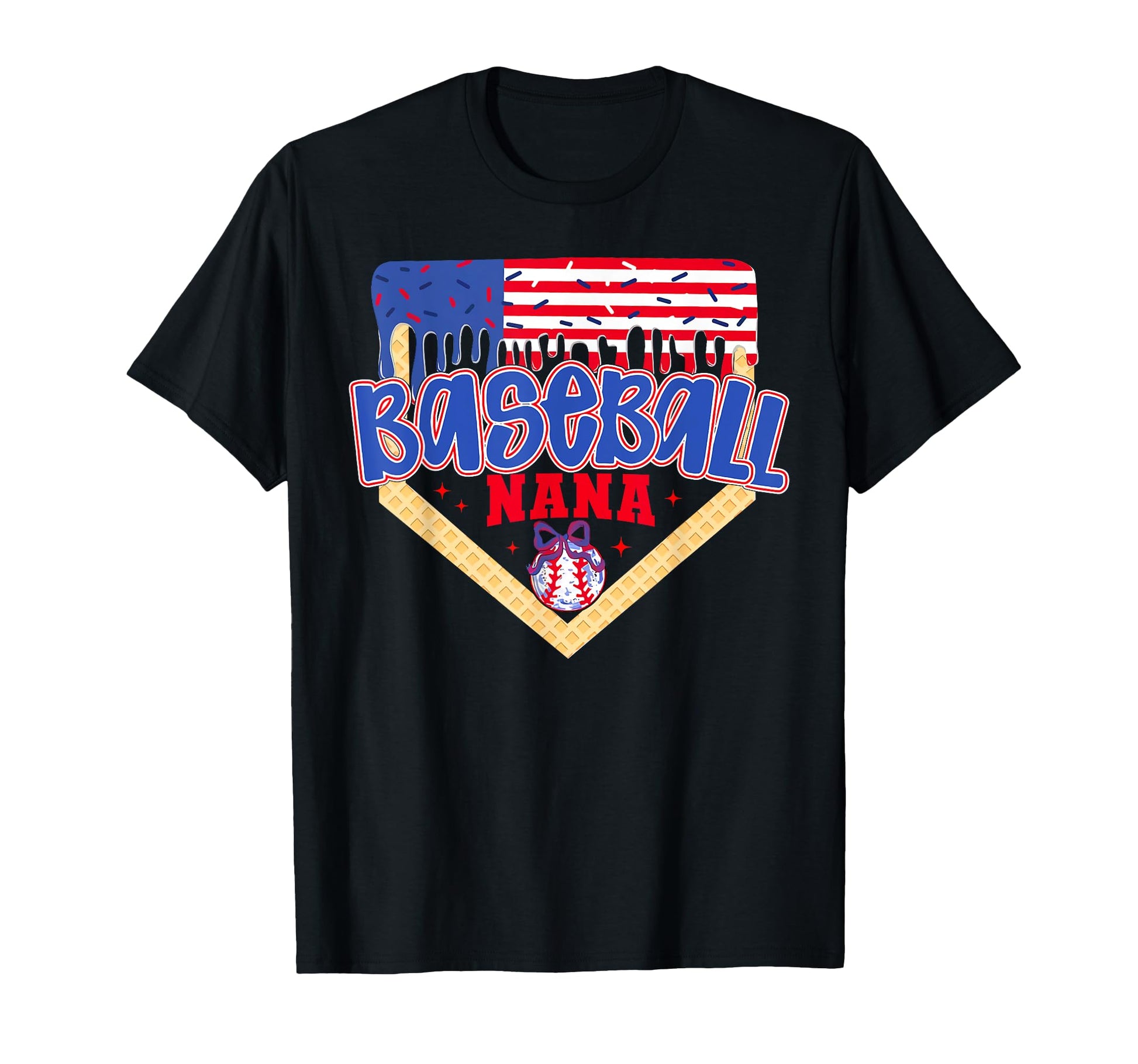 Baseball Nana Ice Cream Drip 4Th July T-Shirt - Novelty Apparel Men Women - T-Shirt, Sweatshirt, Hoodie