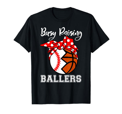 Busy Raising Ballers Funny Baseball T-Shirt - Minimalist Print for Adults - T-Shirt, Sweatshirt, Hoodie
