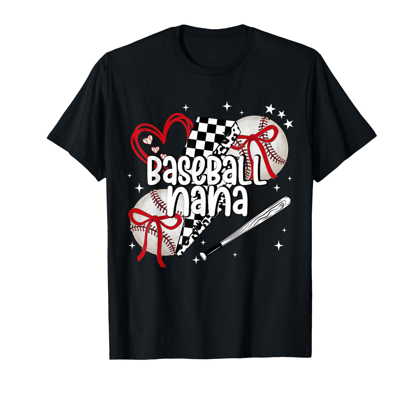 Baseball Nana Heart Grandma Gigi T-Shirt - Custom Art Print Men Women - T-Shirt, Sweatshirt, Hoodie