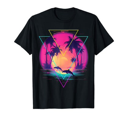 Dolphin Vaporwave Aesthetic Ocean T-Shirt - Fun Novelty Design Unisex - T-Shirt, Sweatshirt, Hoodie