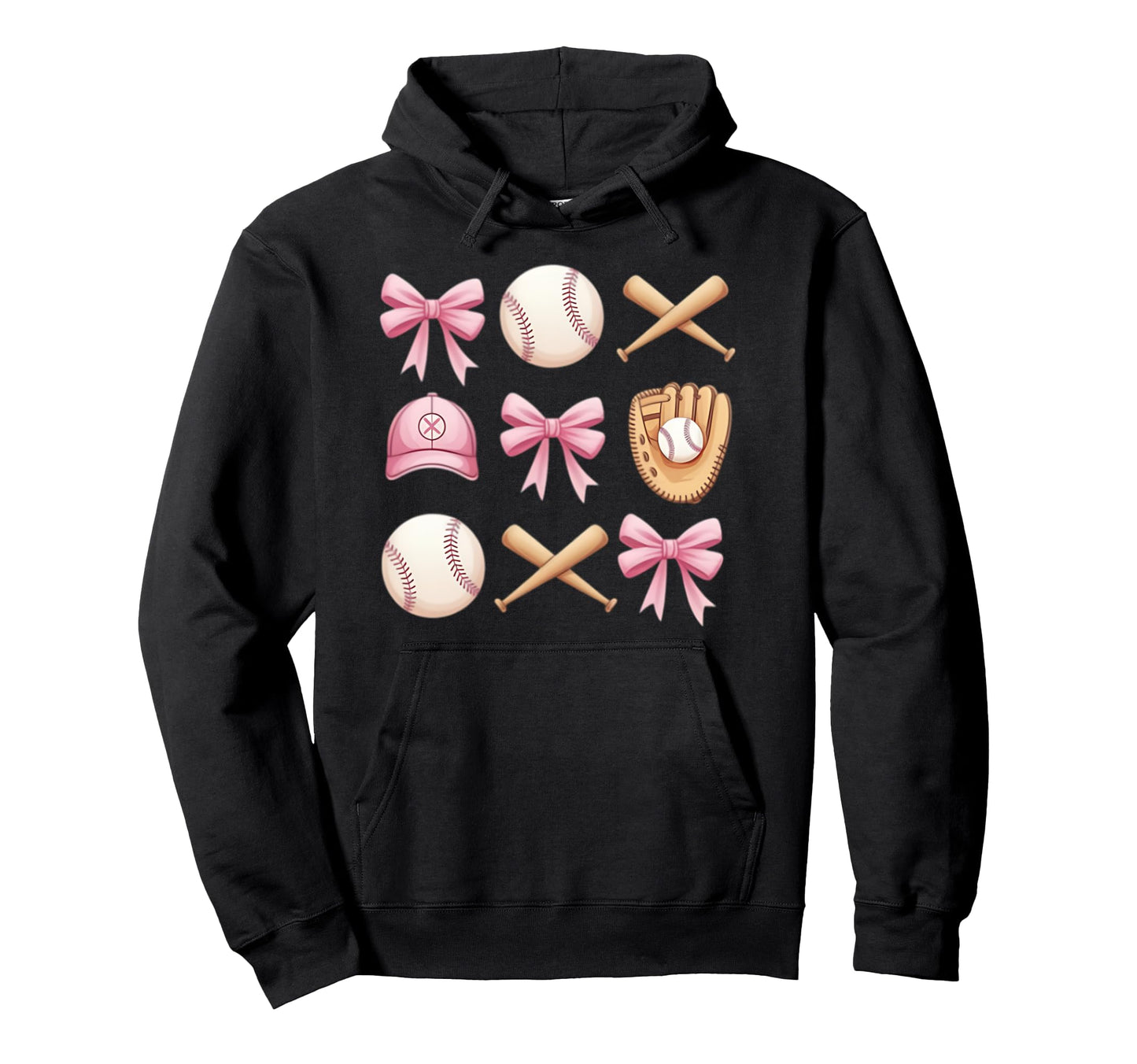 Baseball Coquette Bow Mom Sister Hoodie - Graphic Print for Adults - T-Shirt, Sweatshirt, Hoodie