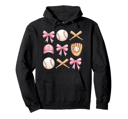 Baseball Coquette Bow Mom Sister Hoodie - Graphic Print for Adults - T-Shirt, Sweatshirt, Hoodie