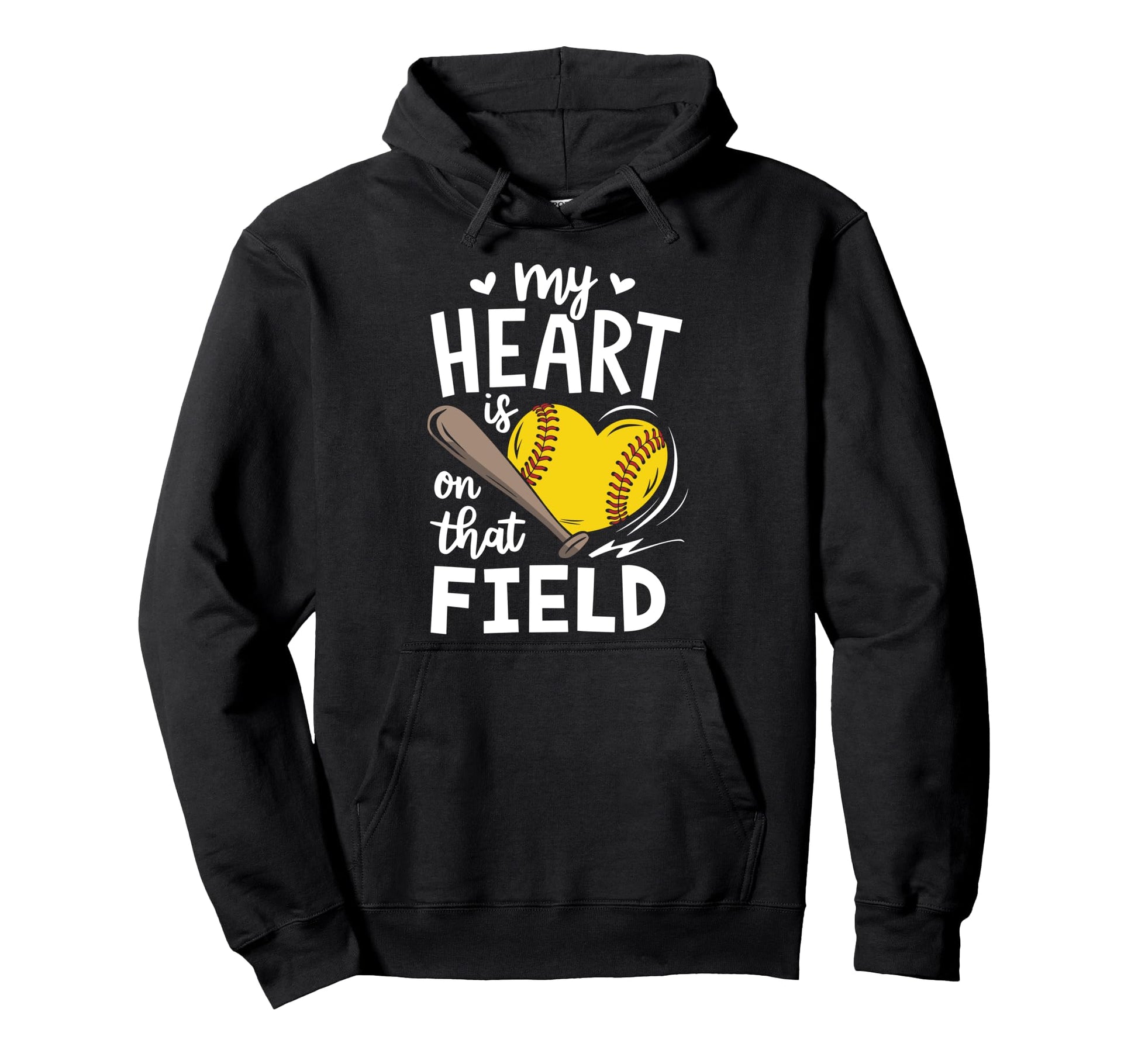 My Heart Is That Field Softball Mom Grandma Hoodie - Trendy Graphic Unisex - T-Shirt, Sweatshirt, Hoodie