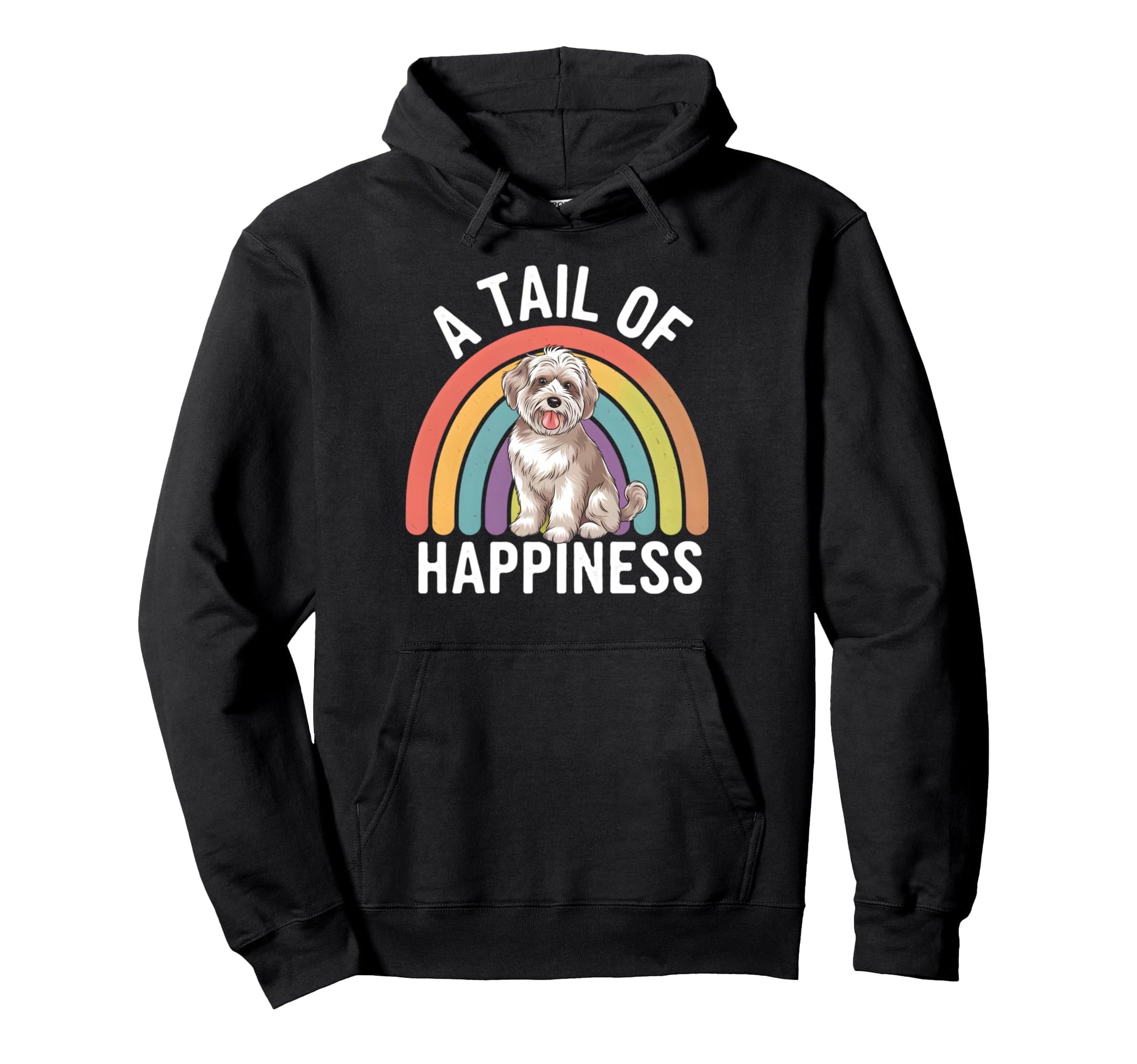 Tail Happiness Maltipoo Dog Rainbow Hoodie - Graphic Print for Adults - T-Shirt, Sweatshirt, Hoodie