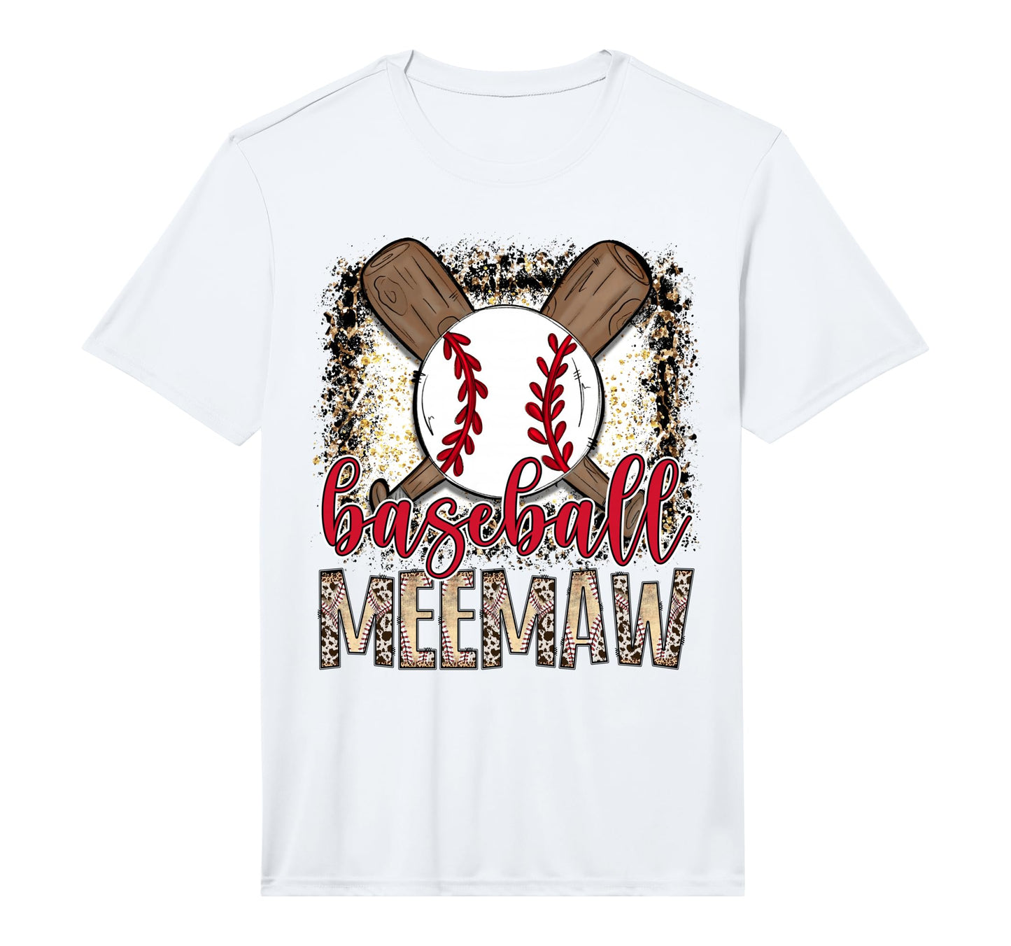 Baseball Meemaw Leopard Proud Ball T-Shirt - Fun Novelty Design Men Women - T-Shirt, Sweatshirt, Hoodie