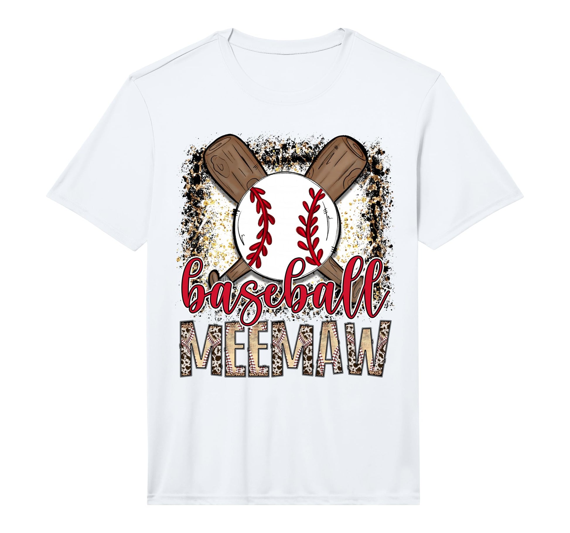 Baseball Meemaw Leopard Proud Ball T-Shirt - Fun Novelty Design Men Women - T-Shirt, Sweatshirt, Hoodie