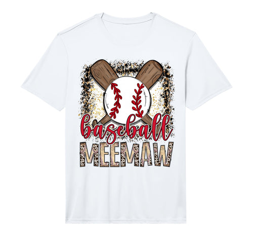 Baseball Meemaw Leopard Proud Ball T-Shirt - Fun Novelty Design Men Women - T-Shirt, Sweatshirt, Hoodie