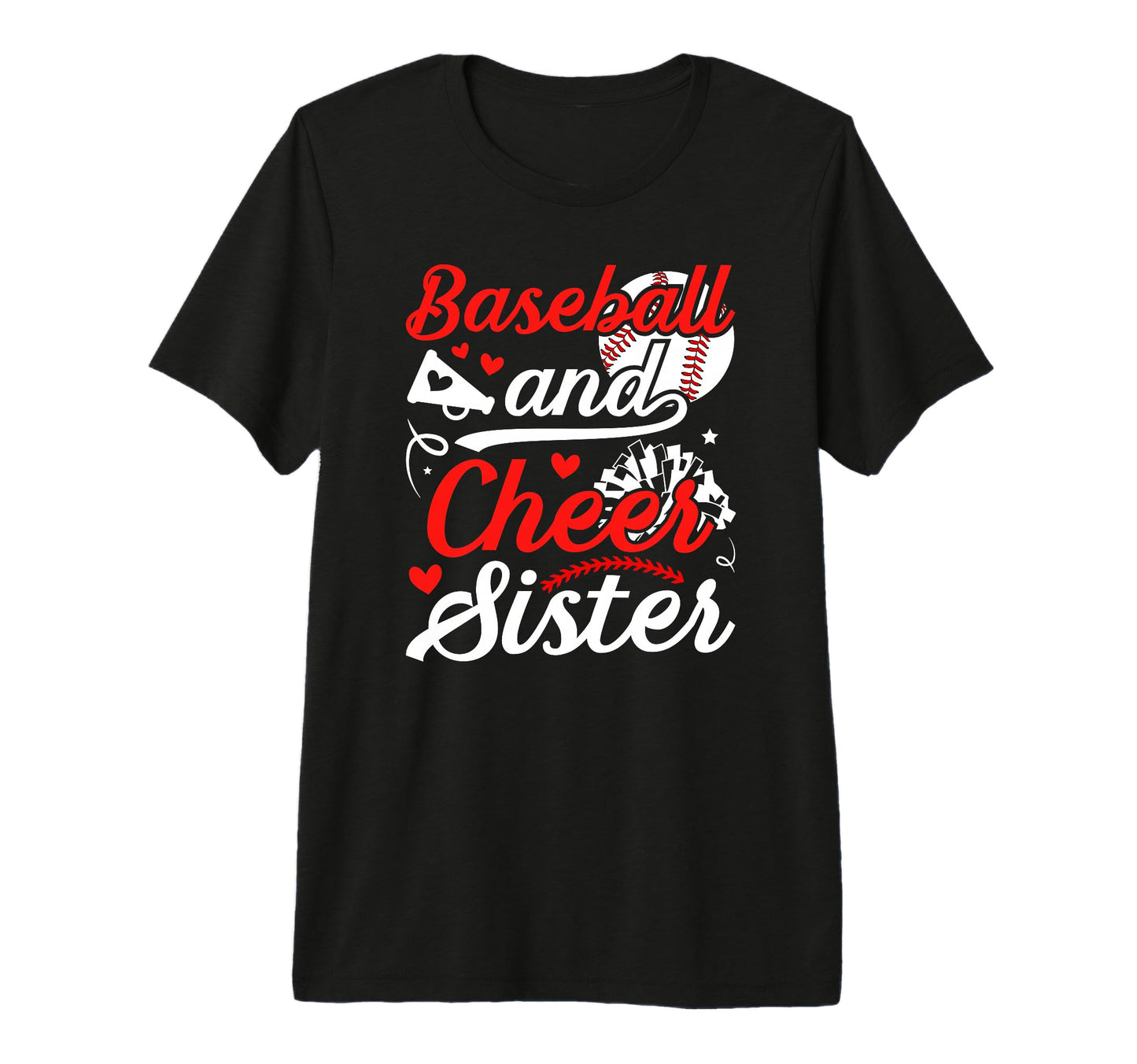 Baseball And Cheer Sister Baseball T-Shirt - Aesthetic Graphic for Adults - T-Shirt, Sweatshirt, Hoodie