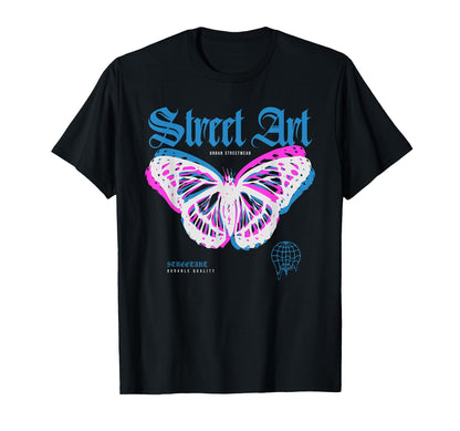 Butterfly Street Art Y2K Grunge Aesthetic T-Shirt - Unique Graphic Unisex - T-Shirt, Sweatshirt, Hoodie
