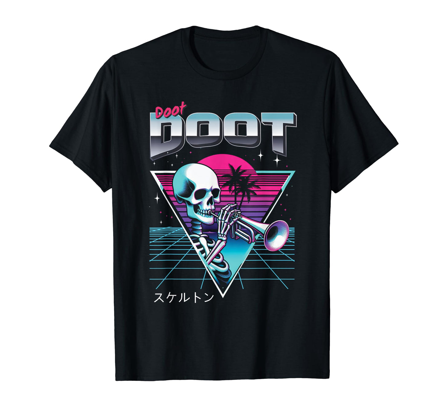 Doot Skeleton Playing Trumpet T-Shirt - Trendy Graphic for Adults - T-Shirt, Sweatshirt, Hoodie
