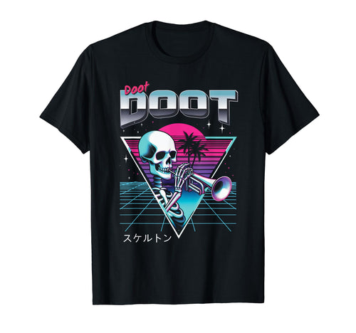 Doot Skeleton Playing Trumpet T-Shirt - Trendy Graphic for Adults - T-Shirt, Sweatshirt, Hoodie