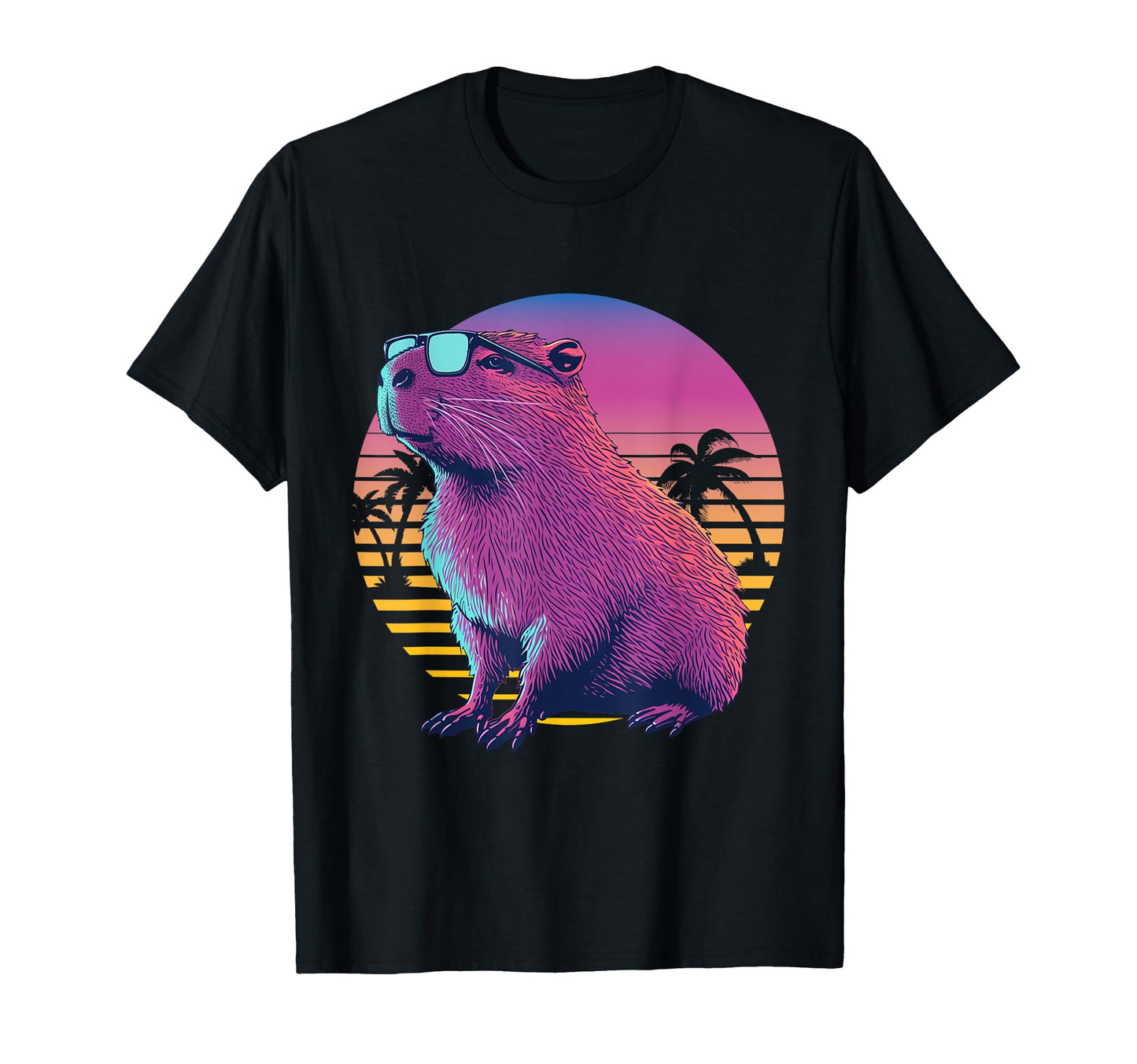 Funny Capybara Rodent Vaporwave T-Shirt - Fun Novelty Design Men Women - T-Shirt, Sweatshirt, Hoodie