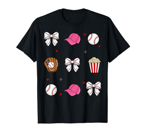 Baseball Sister Coquette Bow T-Shirt - Minimalist Print for Adults - T-Shirt, Sweatshirt, Hoodie