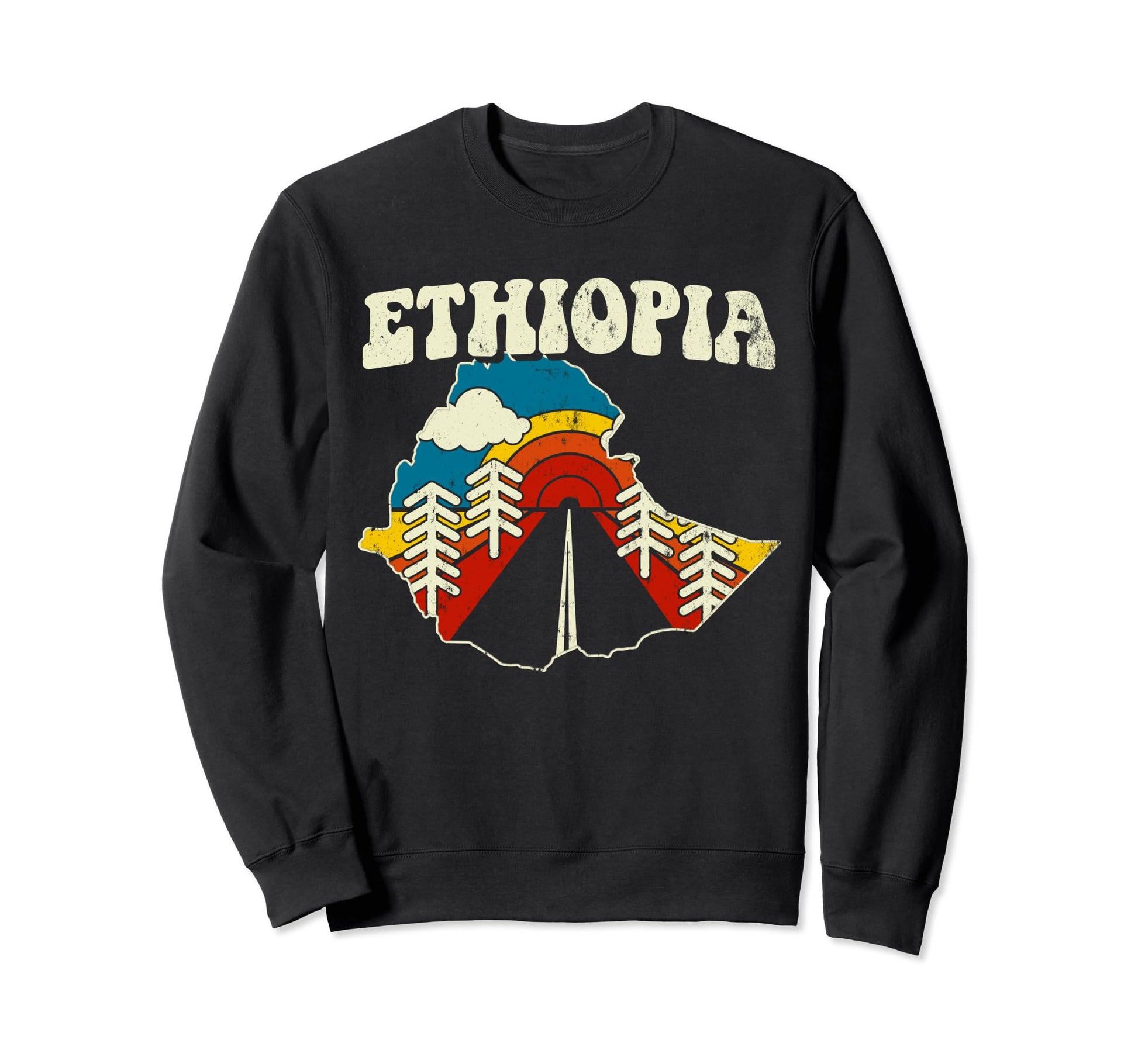 Ethiopia Ethiopian Country Rainbow Sweatshirt - Unique Graphic for Adults - T-Shirt, Sweatshirt, Hoodie