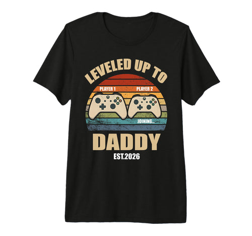 Leveled Up To Daddy Sunset Gamer T-Shirt - Fun Novelty Design Unisex - T-Shirt, Sweatshirt, Hoodie