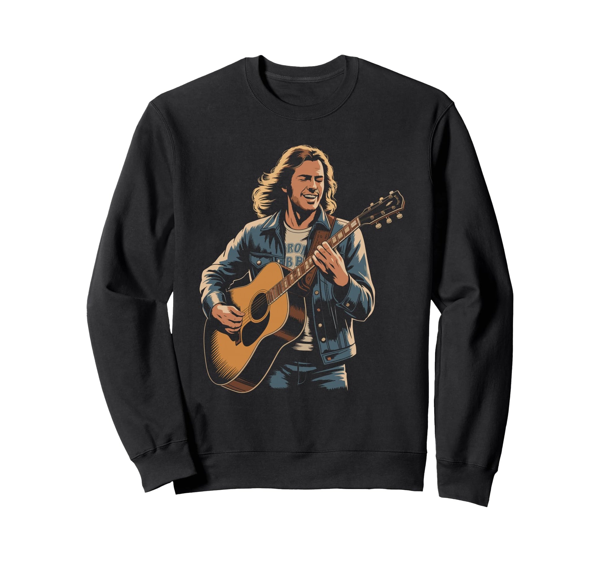Acoustic Guitar Distressed Art Sweatshirt - Graphic Print for Adults - T-Shirt, Sweatshirt, Hoodie