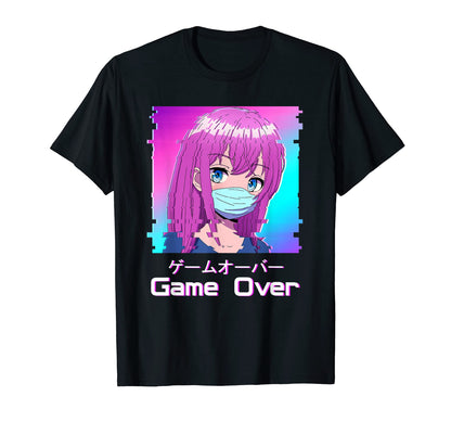 Game Over Anime Japanese Aesthetic T-Shirt - Unique Graphic for Adults - T-Shirt, Sweatshirt, Hoodie