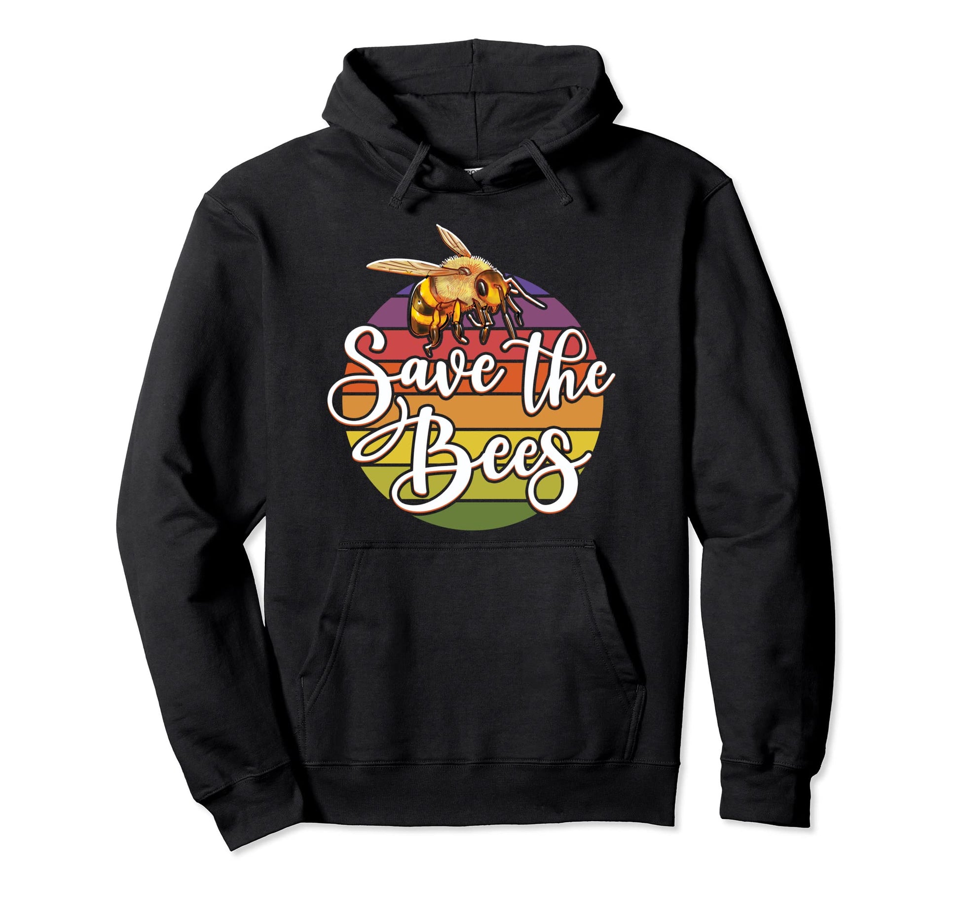 Save Bees Flower Sunset Rainbow Bee Hoodie - Trendy Graphic for Adults - T-Shirt, Sweatshirt, Hoodie