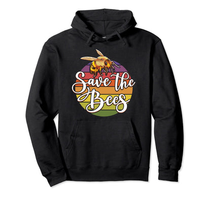 Save Bees Flower Sunset Rainbow Bee Hoodie - Trendy Graphic for Adults - T-Shirt, Sweatshirt, Hoodie