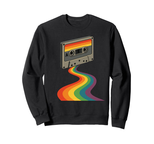Cassette Tape Rainbow Stream Sweatshirt - Graphic Print Men Women - T-Shirt, Sweatshirt, Hoodie