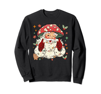 Merry Mushroom Santa Claus Groovy Sweatshirt - Unique Graphic for Adults - T-Shirt, Sweatshirt, Hoodie