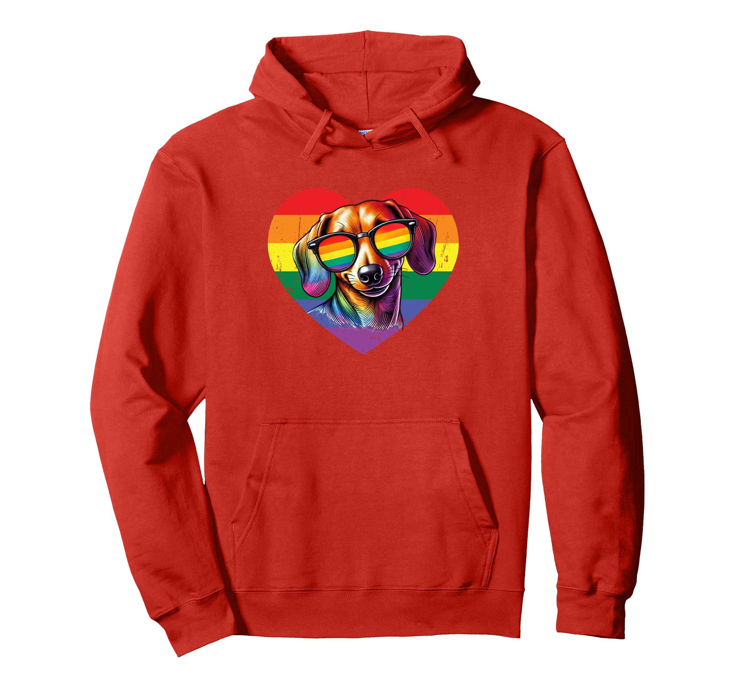 Rainbow Love Heart Dog Pride Lgbt Funny Hoodie - Fun Novelty Design Unisex - T-Shirt, Sweatshirt, Hoodie