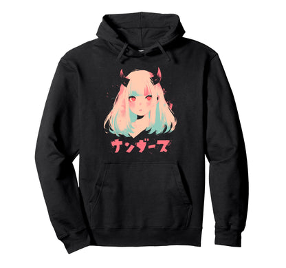 Goth Grunge Demon Anime Waifu Horror Hoodie - Casual Everyday Wear Unisex - T-Shirt, Sweatshirt, Hoodie