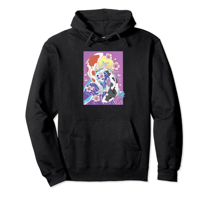 Vaporwave Big Wave Koi Fish Yin And Yang Hoodie - Graphic Print for Adults - T-Shirt, Sweatshirt, Hoodie
