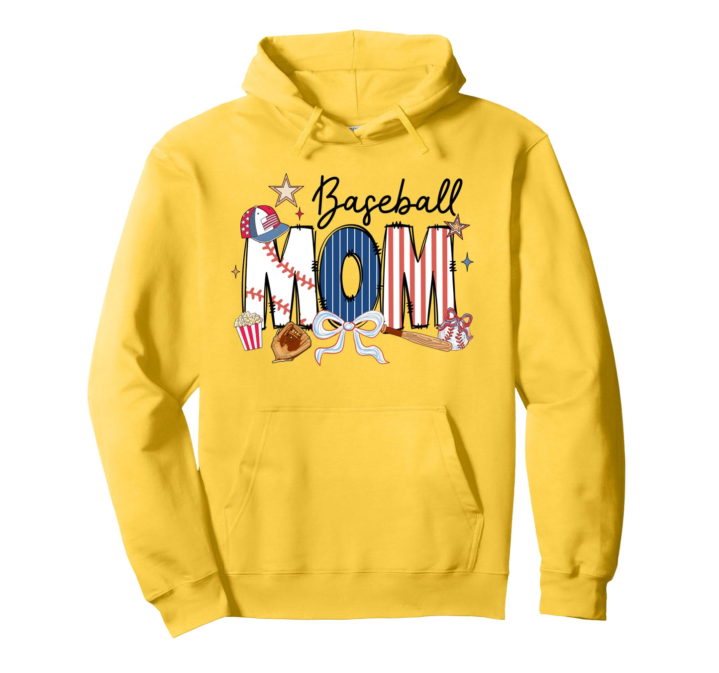 Coquette Bow Baseball Grandma Mimi Hoodie - Aesthetic Graphic for Adults - T-Shirt, Sweatshirt, Hoodie