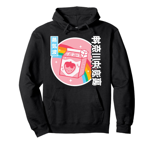 Strawberry Milk Carton Kawaii Grid Rainbow Hoodie - Graphic Print Unisex - T-Shirt, Sweatshirt, Hoodie