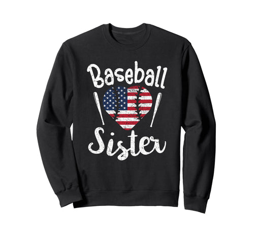 Baseball Sister American Flag 4Th Sweatshirt - Trendy Graphic for Adults - T-Shirt, Sweatshirt, Hoodie