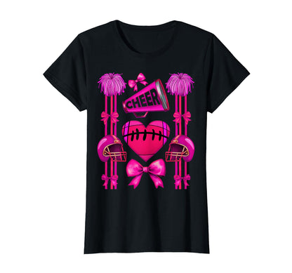 Football Cheer Mom Coquette Bow Mom T-Shirt - Novelty Apparel Men Women - T-Shirt, Sweatshirt, Hoodie