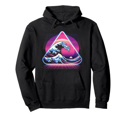 Great Wave Kanagawa Vaporwave Aesthetic Hoodie - Unique Graphic Men Women - T-Shirt, Sweatshirt, Hoodie