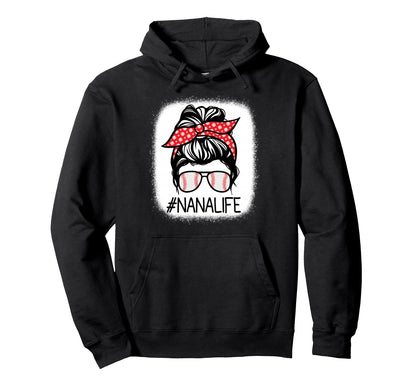 Nana Bleached Messy Bun Baseball Hoodie - Aesthetic Graphic for Adults - T-Shirt, Sweatshirt, Hoodie