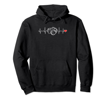 Photographer Gift Heartbeat Photography Hoodie - Trendy Graphic for Adults - T-Shirt, Sweatshirt, Hoodie