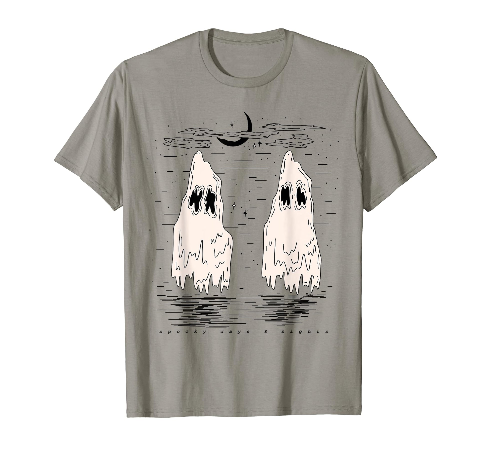 Ghost Halloween Autumn Aesthetic T-Shirt - Custom Art Print for Adults - T-Shirt, Sweatshirt, Hoodie