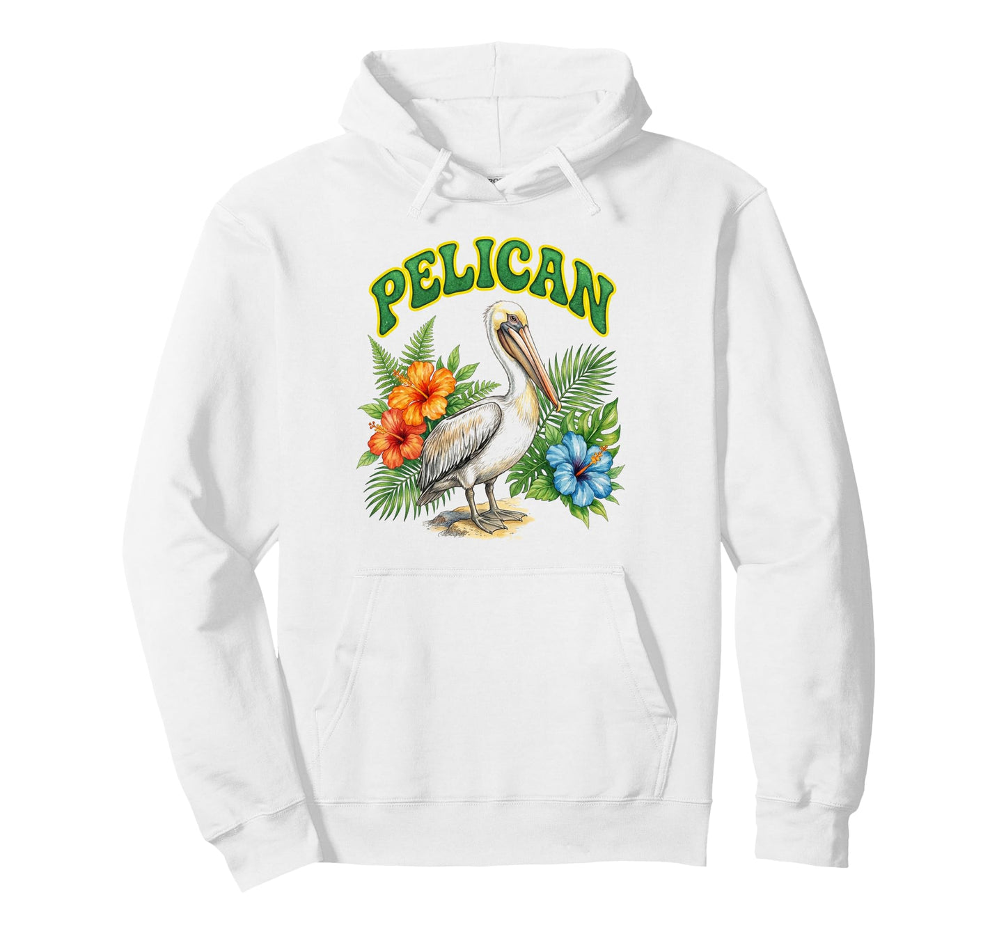 Pelican Groovy Floral Pelican Hoodie - Trendy Graphic for Adults - T-Shirt, Sweatshirt, Hoodie