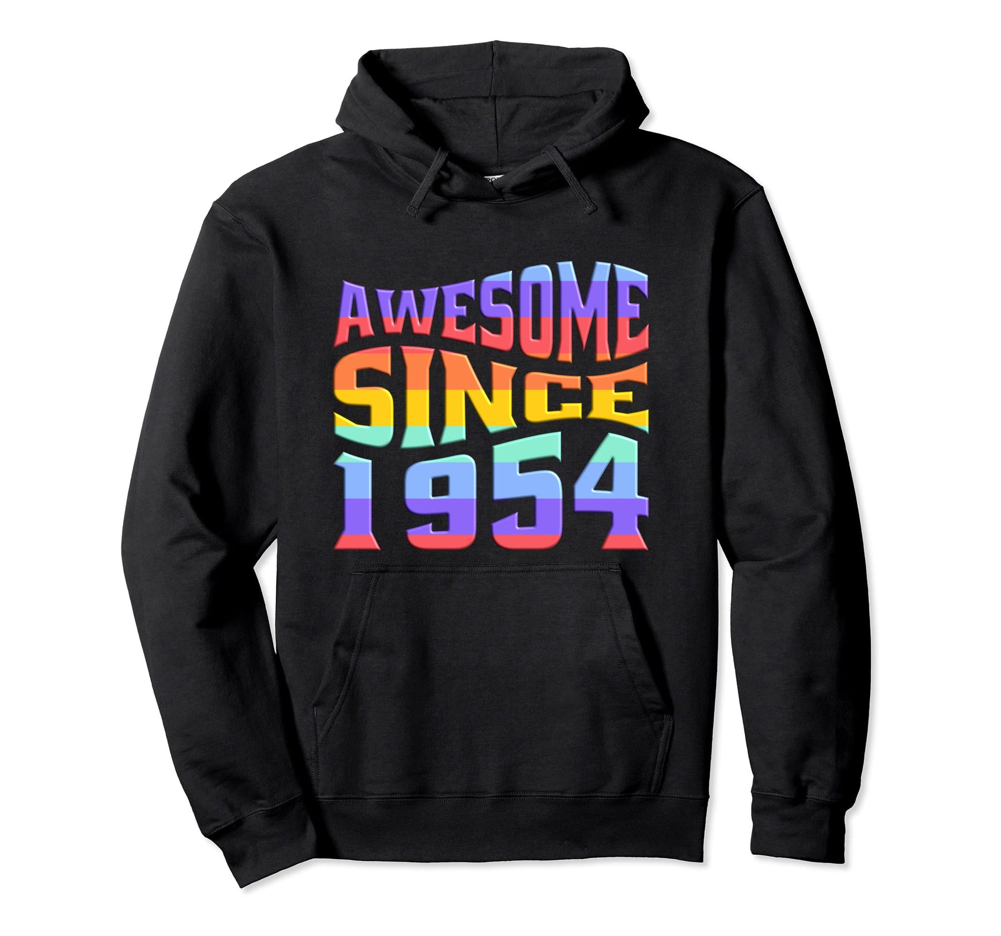Awesome Since 1954 Rainbow 68 Years Hoodie - Novelty Apparel for Adults - T-Shirt, Sweatshirt, Hoodie