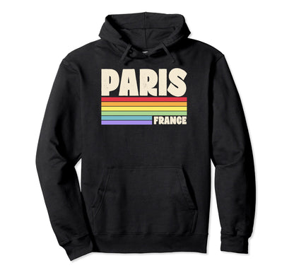 Paris France Rainbow Gay Pride 70S Hoodie - Aesthetic Graphic Men Women - T-Shirt, Sweatshirt, Hoodie