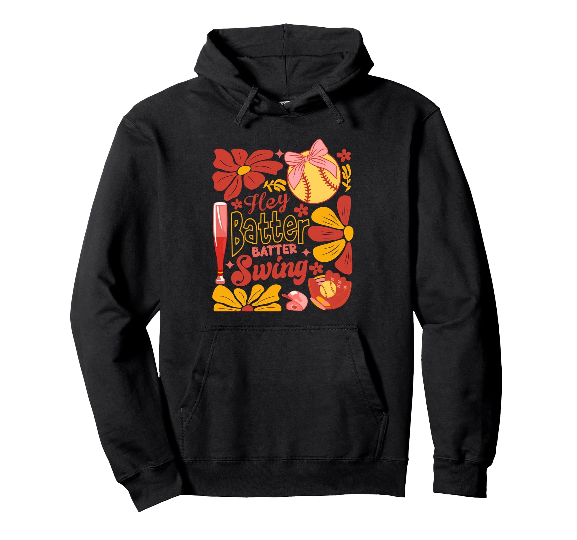 Softball Batter Batter Swing Boho Checkered Hoodie - Unique Graphic Unisex - T-Shirt, Sweatshirt, Hoodie