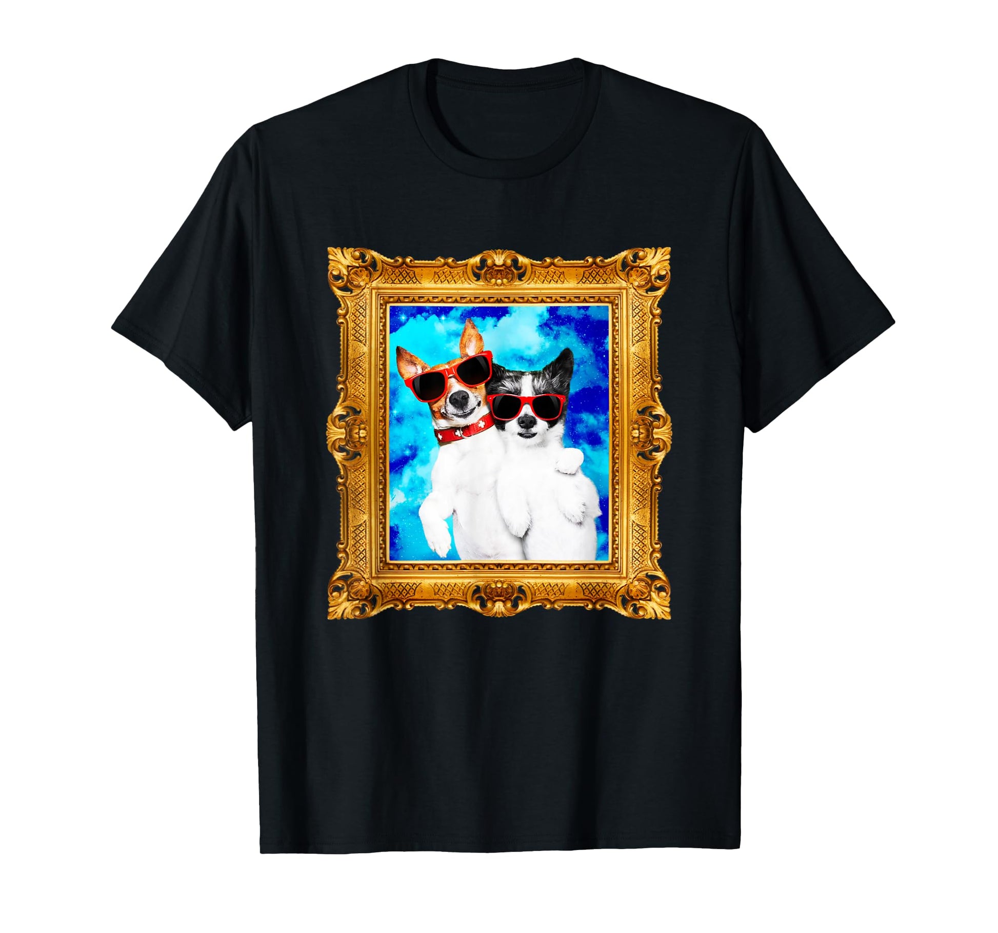 Funny Dogs Portrait Retrowave T-Shirt - Casual Everyday Wear Unisex - T-Shirt, Sweatshirt, Hoodie