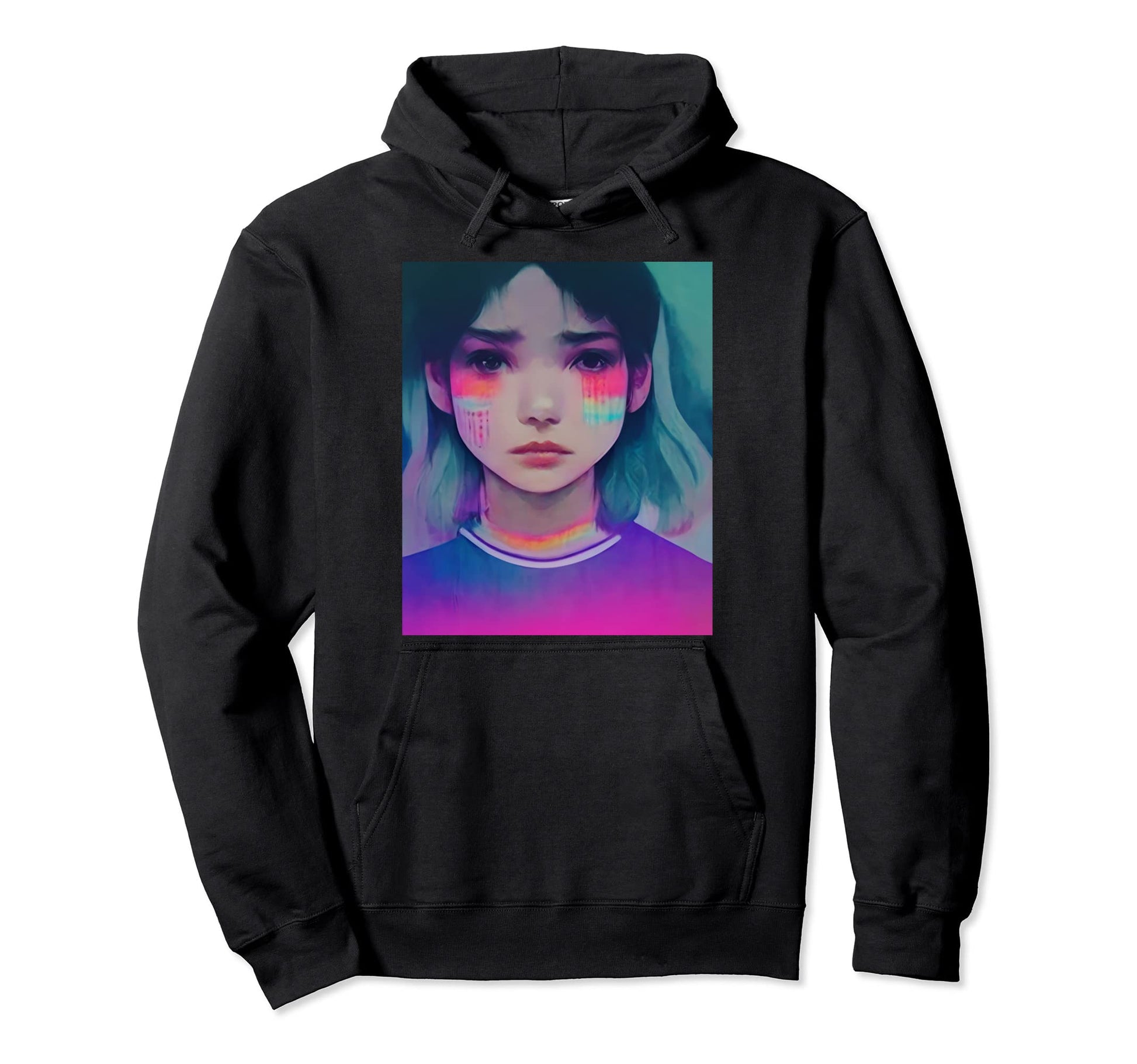 Japanese Vaporwave 80S Sad Anime Hoodie - Casual Everyday Wear for Adults - T-Shirt, Sweatshirt, Hoodie