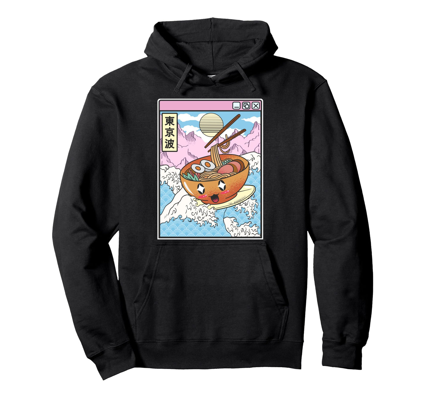 Surfing Ramen Bowl Japanese Wave Anime Hoodie - Trendy Graphic Men Women - T-Shirt, Sweatshirt, Hoodie